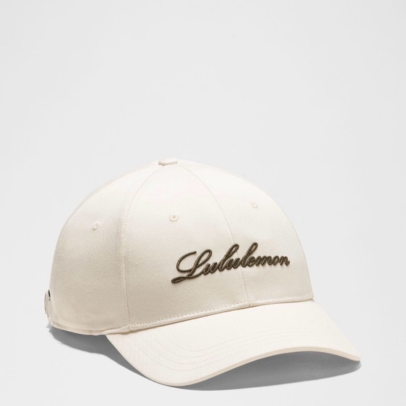 🆕 LULULEMON Structured Ball Cap Script NWT Light Ivory/Olive Brown - Picture 3 of 15